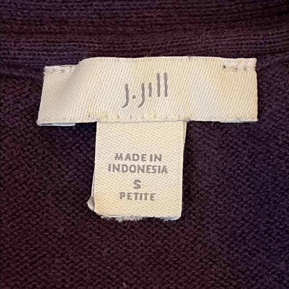 J.Jill Purple V-Neck Button Cardigan Sweater • Small Petite • Cotton Blend - Picture 4 of 5